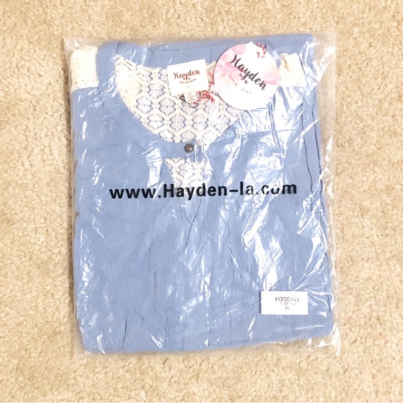 Hayden Oversized Pleated Crochet Trapeze Rayon Dress In Powder Blue. NWT! Sz XL - Picture 11 of 12